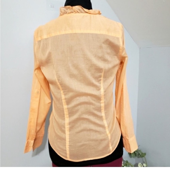 Vintage Talbots Semi Sheer Blouse Peach Ruffled
Button Front Cotton Top Size 14 - Picture 4 of 14